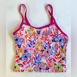Top new Kids Pink And Floral Tankini Top with Adjustable Straps / Sz 6